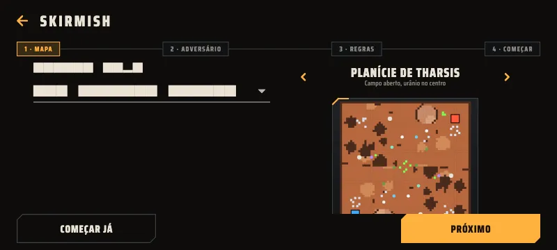 Actual new match setup screen.